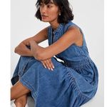 On 34th Women's Blue Denim Tiered Ruffled Midi Dress Size S Photo 2