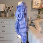 Scuba Hoodie Tie Dye Periwinkle Blue Sweatshirt Cotton Knit Pullover Womens M Size M Photo 3