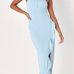 Lulus NWT  After Hours Light Blue Strapless Ruffled Maxi Dress Gala Banquet Sz M Photo 0