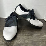 FootJoy Women's Vintage  FJ Size 8 Kiltie Spiked‎ Golf Shoes White And Plaid Photo 0