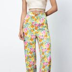 ZARA NWOT  Satin Effect High Waist Floral Pants Size XS Photo 1