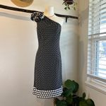 Joseph Ribkoff  Blackc & White Polka Dot Mod One Shoulder Dress Size 4 Photo 9