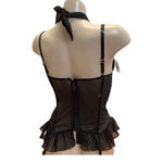 Rosset Mesh & Sequence Underwire Padded Bustier Lingerie W/Straps & Thong Black Photo 3