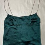 Thirty Thirty Green Satin Rhinestone Strap Crop Top Small Photo 0