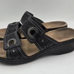 Clarks Bendables Leather Comfort Slide Sandals Brown Women Size 8 M 2" Heel Photo 6
