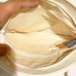 White Leather Multi Color Stitched Rounded Chain Link Full Zip Shoulder Bag Photo 2