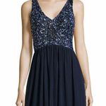Dress the Population Women’s Small Dress Navy Blue Sequin Midi Homecoming Prom Photo 4