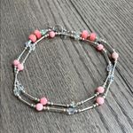NWT Elegant coral, Swarovski crystal and SilverNecklace, choker or wear long Pink Photo 0
