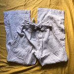 BeachLunchLounge  Pinstripe White Tan Bow Tie Casual Beach Pull On Pants Small Photo 1