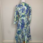 Talbots NWOT Sz 8 Floral Cotton Shirt Dress A Line Ruffled Blue Green Yellow Photo 1