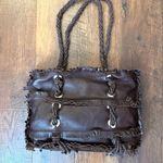 SABRINA SCALA leather boho chic brown fringe tote purse, NWOT Photo 1