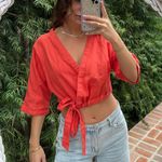Urban Outfitters Uo orange linen wrap blouse Photo 0