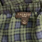 Talbots Tartan Popover Blouse Plaid Ruffle Green Black Fall Winter Petite Preppy Photo 3