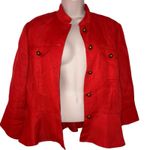 Ralph Lauren Tomato Linen Military Button Jacket with pockets + peplum detail Photo 2