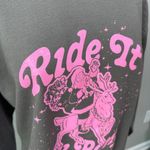 Girl Tribe Co Charlotte NC Ride It My Pony Santa Christmas Sweatshirt Reindeer Gray Size M Photo 1