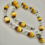 crystal and yellow cats eye vintage necklace Photo 3
