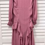 ASOS Design Long Sleeve Lace Trim Ruffle Midi Dress Deep Rose Size 6 Photo 5