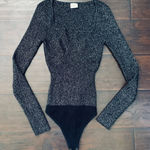 Abercrombie & Fitch  Metallic Black Sweetheart Neck Stretchy Sweater Bodysuit XS Photo 0