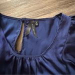 Willi Smith  Deep Blue Flutter Sleeve Blouse Photo 2