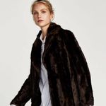 ZARA  OUTWEAR FAUX FUR COAT BROWN BLACK sz M Photo 6