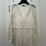 ZARA Beautiful  cream lace embroidered bohemian midi dress large Photo 9