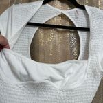 Free People  White Strike A Pose Smocked Cropped Top Large NWOT Photo 2