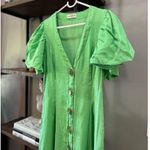 Nicholas Troy Linen Midi Shirt Dress Green Womens Size 0 Photo 6