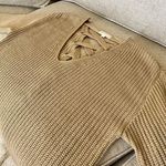 Altar'd State Womens Cable Knit Sweater Ribbon CrissCross Back Lace Up V-Neck SM Photo 2