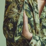 Anthropologie Pilcro Ruched Corduroy Button Floral Camo Shirt Dress Green 10 Photo 3