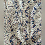 CAbi Women's Cream Blue Damask Flutter Short Sleeve Blouse Small #3074 Photo 9