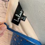 Lulus Resplendent Blue lace overlay bodycon midi dress XL Photo 4