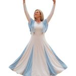 Body Wrappers Capelet Praise Dance Dress M Blue White Flowy Angelic Worship Wear Photo 0