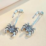 Pair of Punk Style Retro Metal Gothic Scorpion Hoop Earrings , emo goth rock Silver Photo 6