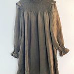 French Connection Dress Boza Crinkle Woven Mock Neck L/S Smocked Yoke Sz L NWT Photo 3