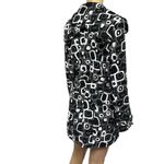 Erin London Double Breasted Geometric Print Belted Pea Coat Jacket Womens Medium Black Photo 4