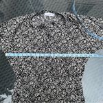 Mango  Ruffled floral print dress black white Sz 6 Photo 6