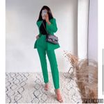 ZARA New ‎ Women Green Lapelless Fitted Blazer Size Medium Photo 3