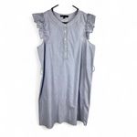 Gibson  Ruffle-Sleeve Dress Size Large Blue Stretch Cotton Photo 1