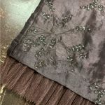 Unif Vintage Y2K 2000s silk brown fairy core coquette midi embroidered mesh skirt 2 Photo 2