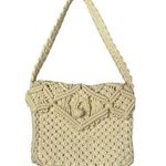 Vintage Boho Macrame Ivory Cream Crochet Woven Knit Hand Bag Purse Hippie Photo 0