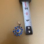 Vintage Gold Tone w/ Blue Jewels Charm, 1/2 inch, Vintage Costume Jewelry Photo 5