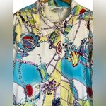 George Simonton Womens Jacket Large Nautical Bahamas Vacation Beach Travel Maps Blue Photo 3