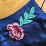 Floral, Embroidered, Tank Top, Navy Blue, Pink, Green, Size S Blue Photo 5