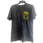Nirvana ✨ Washed Black Yellow Smiley Logo Graphic Design Sz Medium T-Shirt✨ Photo 0