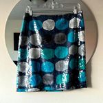 Ann Taylor Navy Blue Gray White Sequins Circle Skirt Photo 4