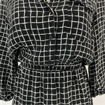 Topshop Grid Print Roll Tab Sleeve Mini Shirt Dress Black White Size 2 Photo 5