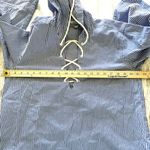 Free Assembly Oversized Striped Lace Up Cotton Hooded Blouse Top Sz S Blue Photo 4