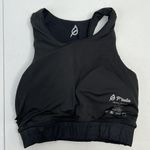 P'Tula Size S Sports Bra Black Racerback High Neck Women's Stretch Back Logo Photo 5
