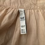 ZARA Shirt Women Large Tan Black TRF Blouse Fringe Casual Boho Bohemian Peasant Photo 5