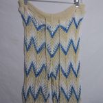 Crochet Cream Blue Open Knit Beach Festival Coverup Pull On Pants Size L Size L Photo 2